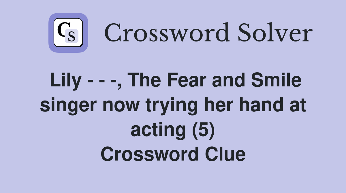 Lily - - -, The Fear and Smile singer now trying her hand at acting (5